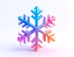 Gradient, translucent snowflake with one melting drop