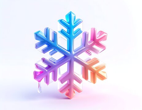 Gradient, translucent snowflake with one melting drop - Powered by Adobe