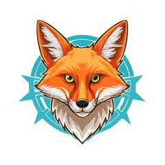 Obraz premium Fox Head Emblem Cartoon Illustration