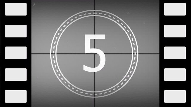 5 second old film countdown flicker scratches dust vintage retro movie