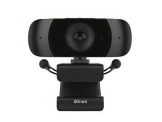 High definition digital webcam with built-in dual microphone and adjustable stand for crystal clear communication isolated on transparent background