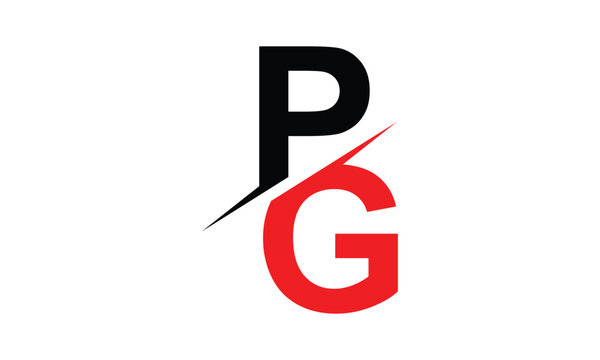 abstract creative black red PG letter logo vector.