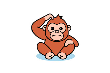 Orangutan Curious Cartoon Illustration