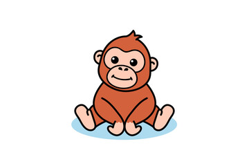 Orangutan Sitting Cartoon Illustration