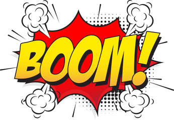 Comic boom explosion with retro effect. Comic bubble speech boom. Vector illustration