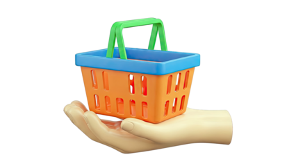 Hand Holding a Colorful Shopping Basket