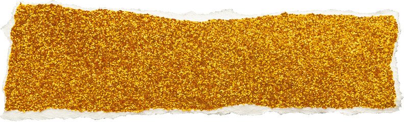 Ripped gold glitter paper torn edges strips isolated background