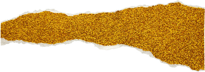 Ripped gold glitter paper torn edges strips isolated background