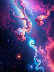 Shimmering stardust and gas clouds create a breathtaking, colorful cosmic panorama,  celestial,  nebula