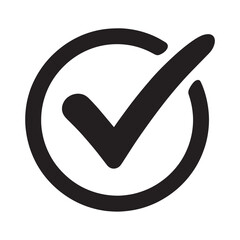 Checkmark Icon with Partial Circle in Bold Black for Approval and Completion Symbol Vector