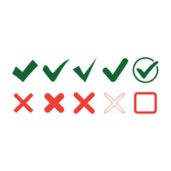Check X Icon Set Green Red Design