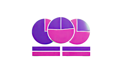 Abstract Pie Charts and Bars in Purple and Pink