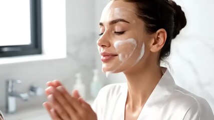 Young woman following her daily skincare routine for a fresh and radiant complexion