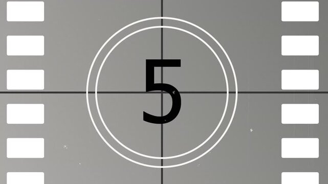 10 seconds old film countdown. 4k animation. Dust & scratches effect.