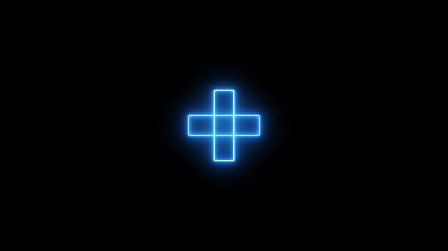 Neon line plus symbol icon simple positive plus icon. Business Counting add motion. positive technology sign. Medical cross icon animation on background.....