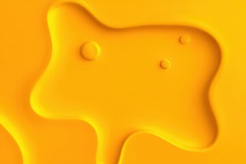 Abstract Amber Liquid Spill with Small Bubbles on Bright Yellow Surface Creates Viscous Texture and Organic Shapes Close Up Shot for Cosmetics Industry