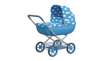 Blue Baby Stroller with Cloud Pattern