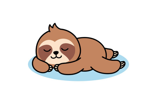 Sloth Sleeping Cartoon Illustration