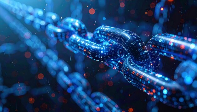 Digital Blockchain Chain - Futuristic Technology Concept with Data Connections.