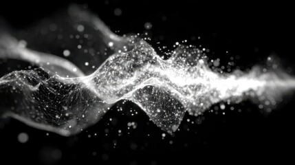 Abstract Digital Particle Wave Motion in Black and White Illuminated Environment