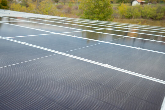 Solar panels capturing clean renewable energy on rooftop
