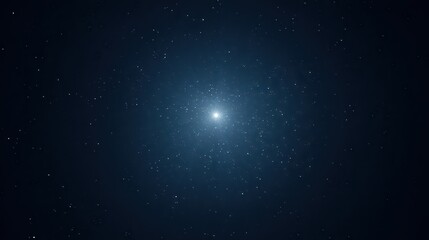 Night Sky Featuring Star Cluster With Bright Center Surrounded By Dark Blue Space and Scattered Stars With Soft Glowing Light in Telescopic View