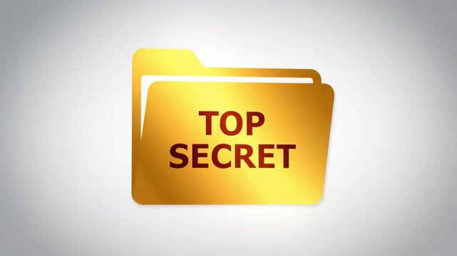 Golden folder labeled top secret with dramatic lighting and shadow conveying confidentiality and importance top secret folder with gold metallic finish and bold lettering neutral background conveying