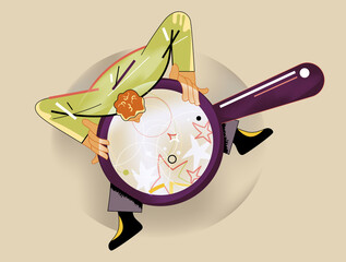 Man exploring through magnifying glass, research and discovery concept