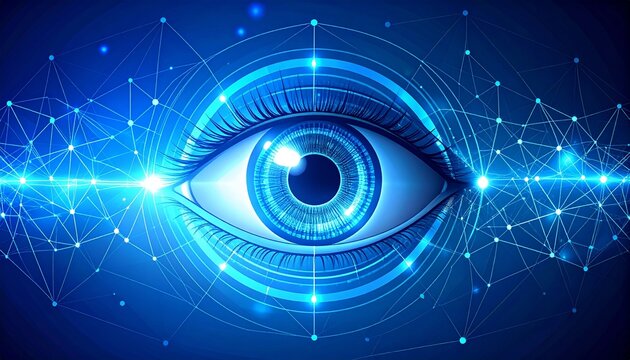 Digital Eye - Futuristic Vision of Artificial Intelligence and Data Visualization. - Powered by Adobe
