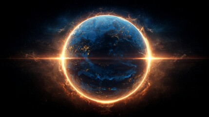 Vibrant earth aura glowing with dynamic energy waves, abstract digital illustration of planetary energy fields, cosmic light patterns, and ethereal atmospheric effects for futuristic, spiritual, and s