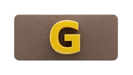 Yellow 3D Letter G on Textured Brown Surface