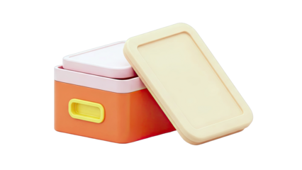 Orange and Pink Rectangular Storage Container with Lid