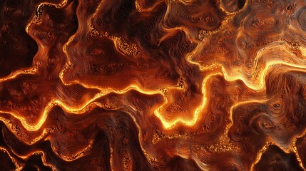 Molten metal flowing with fiery highlights, creating dynamic abstract patterns and glowing textures for industrial, futuristic, and high-energy backgrounds