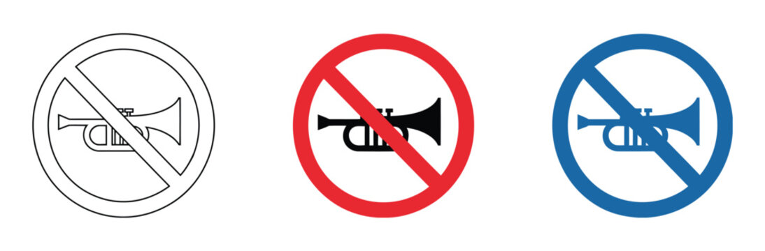 No honking sign in different colors on a white background