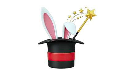 Magic Hat with Bunny Ears and Wand