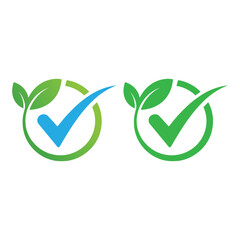 Eco Check Icon Set Leaf Green Design