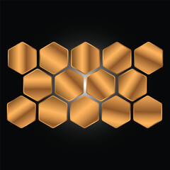 Seamless vector illustration of a geometric honeycomb pattern with 3d hexagonal cells and gold light effects for a modern business backdrop or abstract wallpaper design