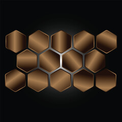 Geometric vector wallpaper featuring a seamless honeycomb pattern with 3d hexagonal cells and a metallic mesh texture for a modern technology background design