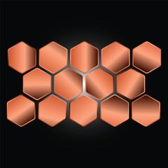 Seamless vector illustration of a geometric honeycomb pattern featuring a 3d hexagonal grid structure with metallic texture for a modern technology business wallpaper design