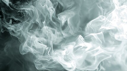 Abstract swirling white smoke on a soft gradient background creating a mystical and ethereal atmosphere for artistic and creative design projects