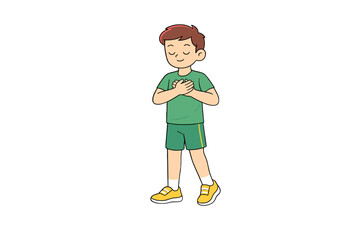 Cheerful Young Boy in Green Shorts and Yellow Shoes. Generated image