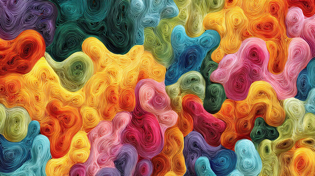 Abstract colorful shapes with swirling patterns, perfect for modern art designs and backgrounds
