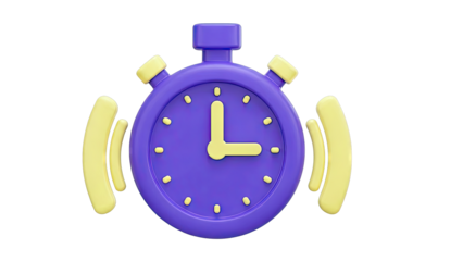 3D Purple and Yellow Stopwatch Icon