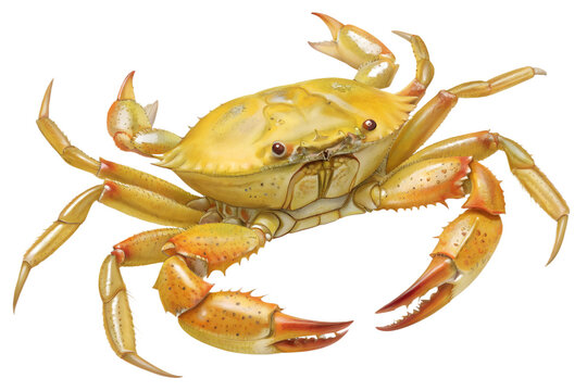 Realistic Yellow Crab (Kakra) Isolated &ndash; Fresh Sea Crab PNG Cutout