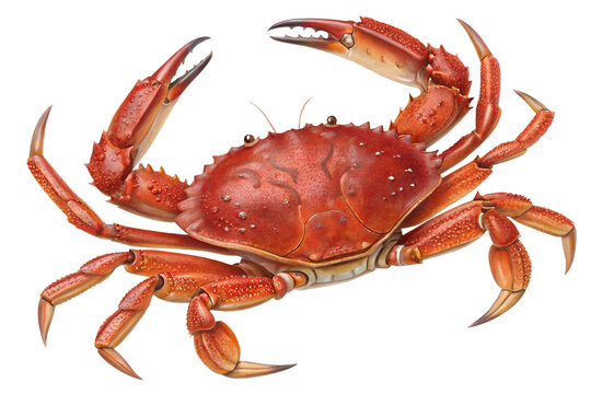 Realistic Red Crab (Kakra) Isolated &ndash; Fresh Sea Crab PNG Cutout
