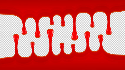 Dripping blood illustration. Blood drip on transparent background. Blood splatter dripping. Blood drip vector illustration. 