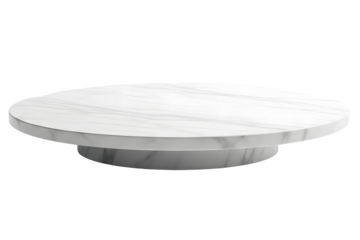 A round white marble podium plate isolated on a white or transparent background.
