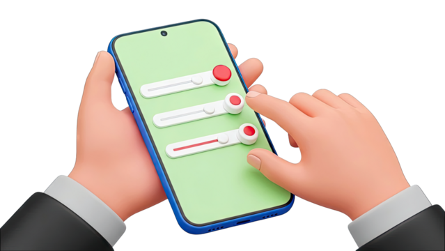 Person Adjusting Sliders on a Smartphone - Powered by Adobe
