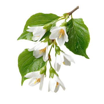 American Snowbell Styrax americanus on white background