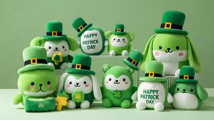 St patrick's day cuddly green plush toys celebrating luck and friendship
